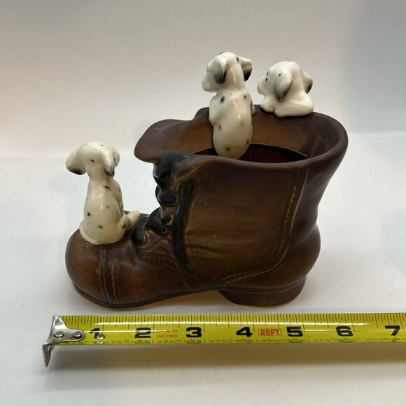 Vtg Lipper and Mann Porcelian Playful Dalmatian‎ Puppy/Dog  in Boot Firehouse - Picture 12 of 13